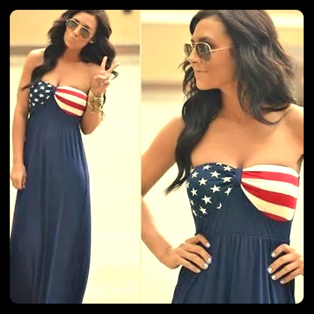 American flag maxi dress patriotic for 4th Of july
